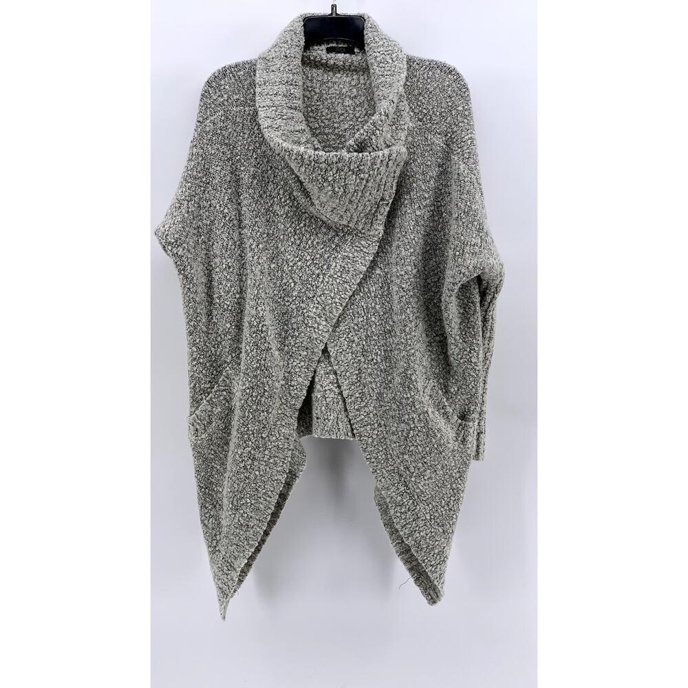 RDI Women's Gray Marled Cowl-Neck Asymmetrical Poncho SZ L